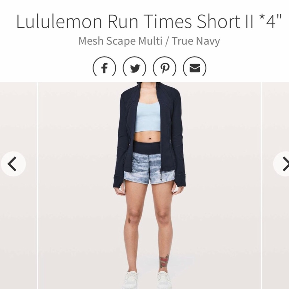 Lululemon Run Time Short 4 Way stretch, 4”